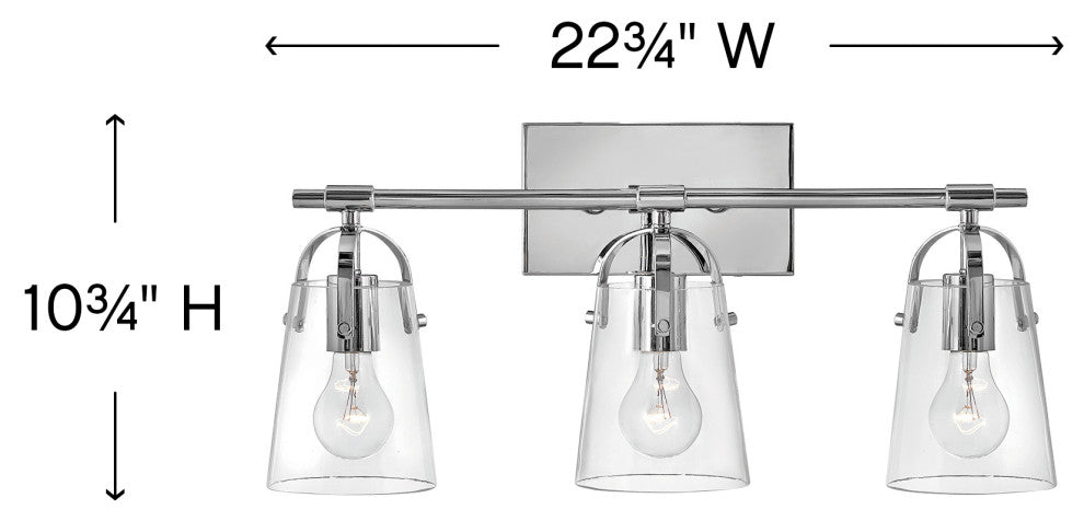Hinkley Foster Medium Three Light Vanity, Chrome