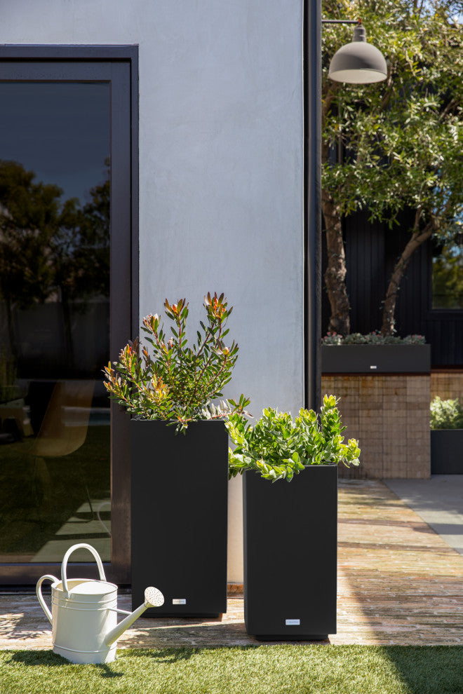Veradek Block Series Pedestal Planter, Black, Tall