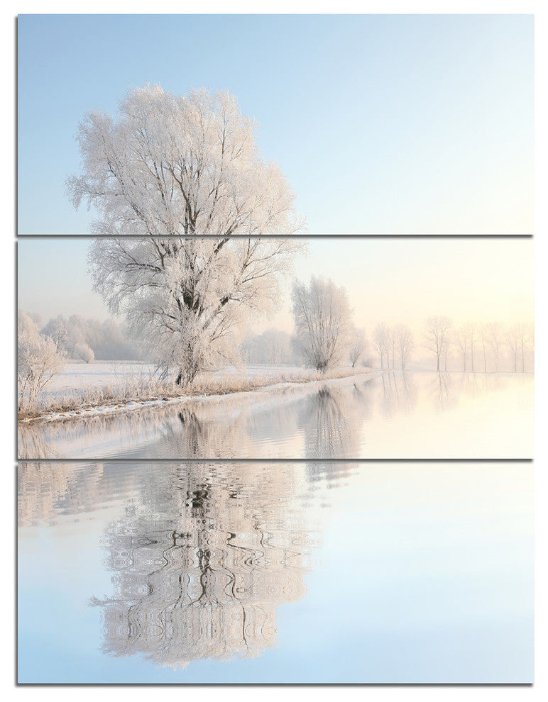 "Frosty Winter Tree by Rising" Photo Metal Wall Art, 3 Panels, 28"x36"