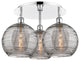 Ballston-Athens Deco Swirl 3-Light 22" Flush Mount, Polished Chrome, Light Smoke