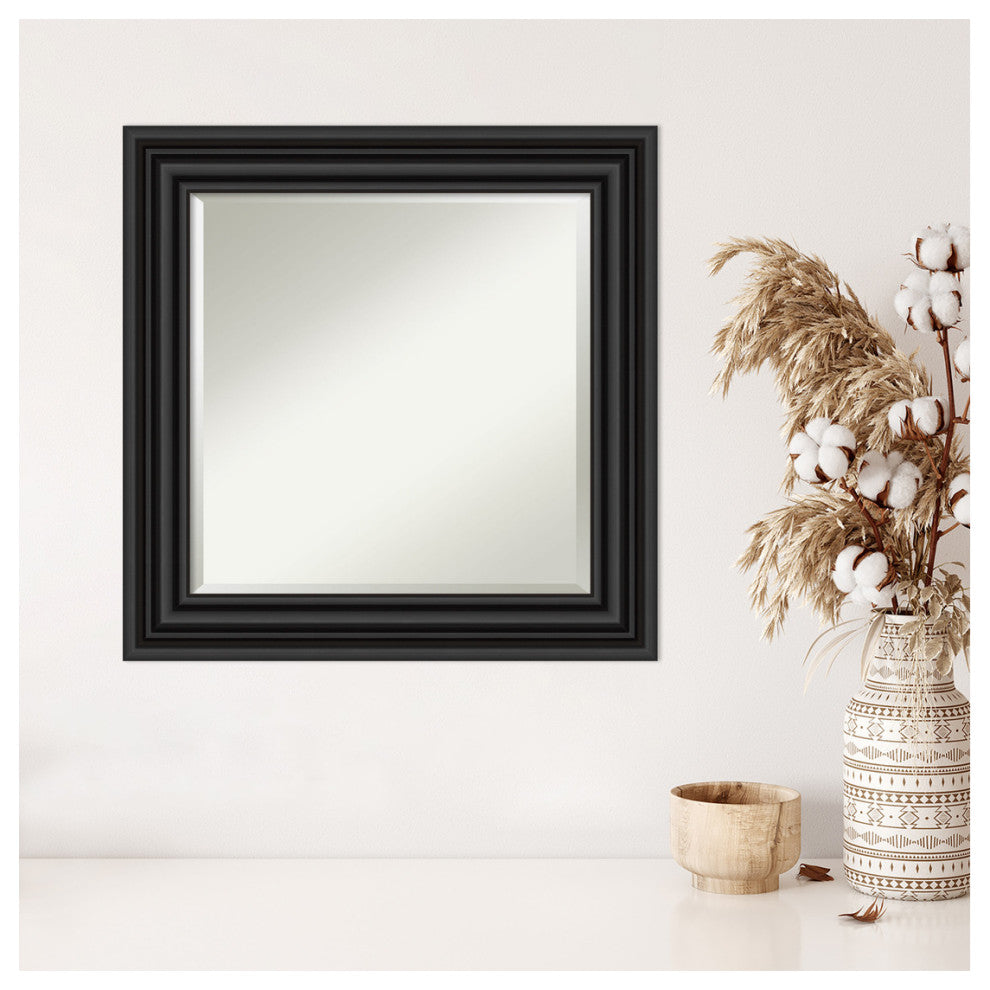 Colonial Black Beveled Wall Mirror - 26 x 26 in.