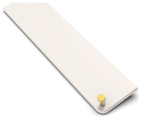 TileWare Boundless Rectangular Shelf Bone Shower Bathroom, Brushed Gold Hook
