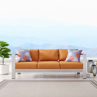 Shore Outdoor Patio Aluminum Sofa - Silver Orange
