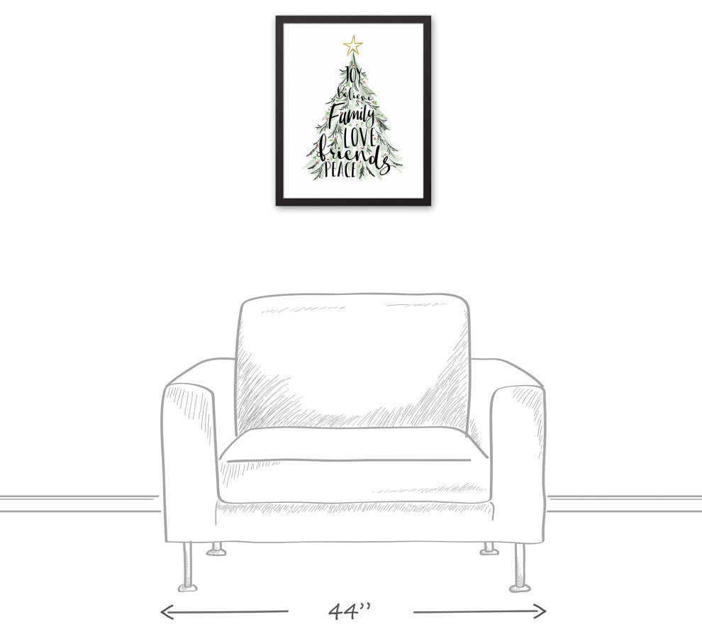 Christmas Tree Words 4 17.73x21.73 Black Framed Canvas