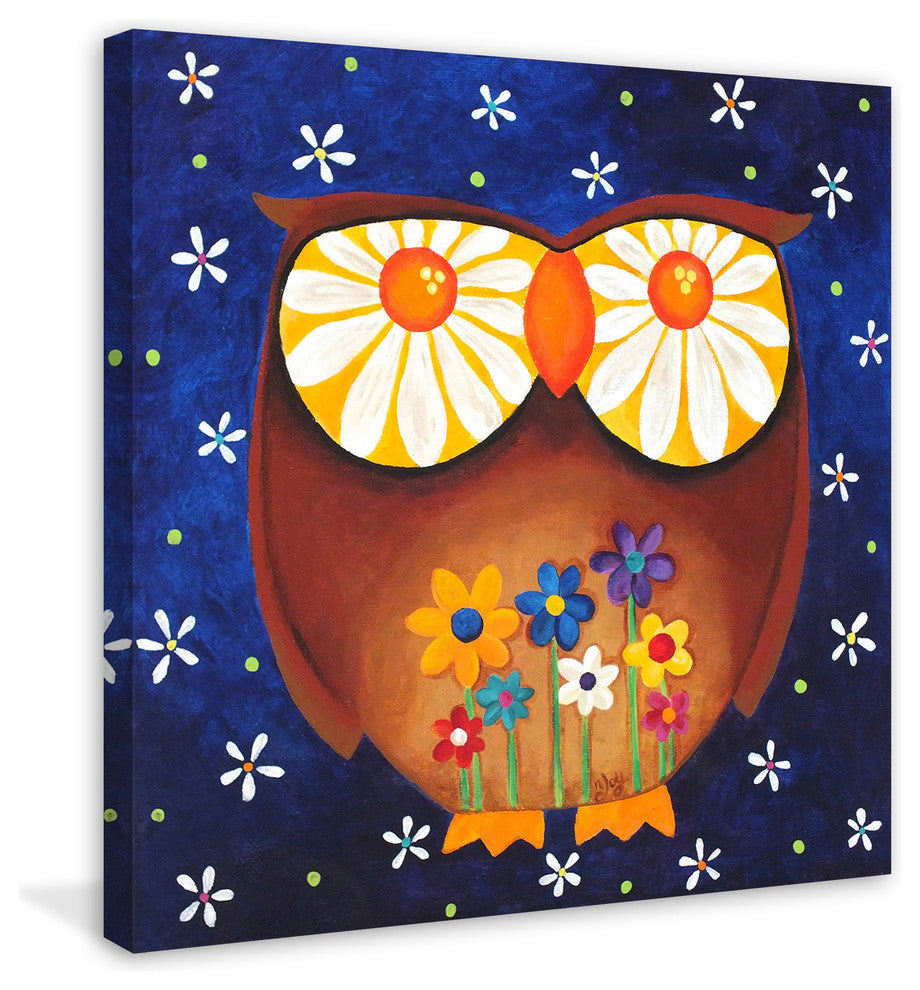 Marmont Hill, "Daisy Eyed Owl" by Nicola Joyner Painting Wrapped Canvas, 32x32