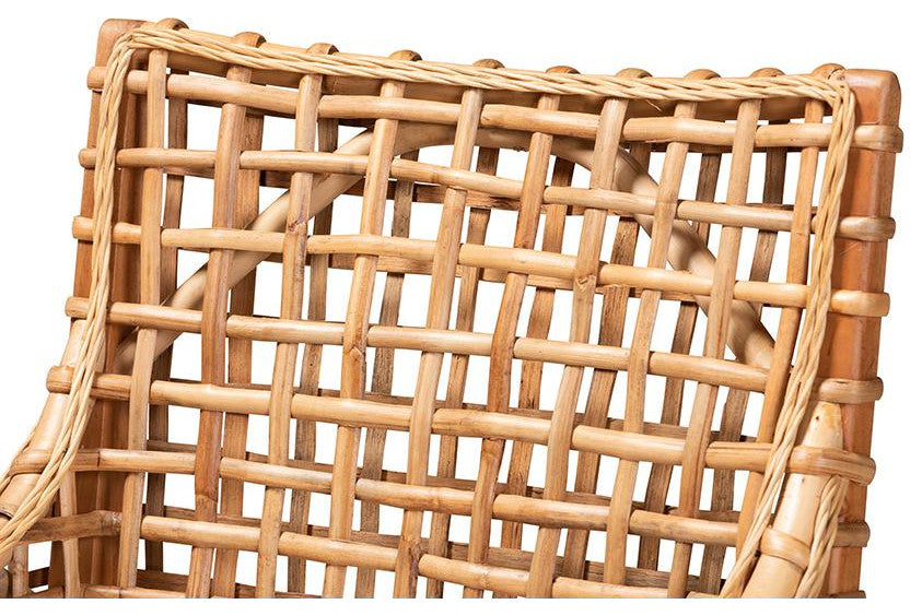 Saoka Modern Natural Brown Finished Wood and Rattan Dining Chair