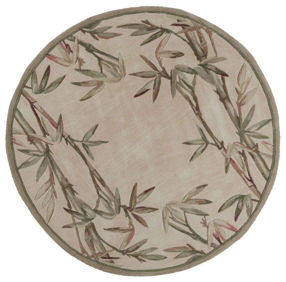 KAS Sparta 3146 Ivory Bamboo Border Area Rug, 5'6" Round