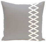 Lace Up Geometric Print Pillow, Classic Gray, 16"x16"