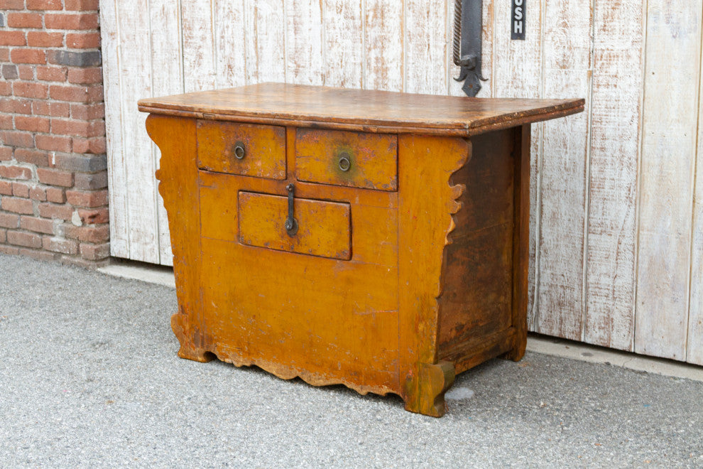 Antique Ming Style Yellow Money Chest