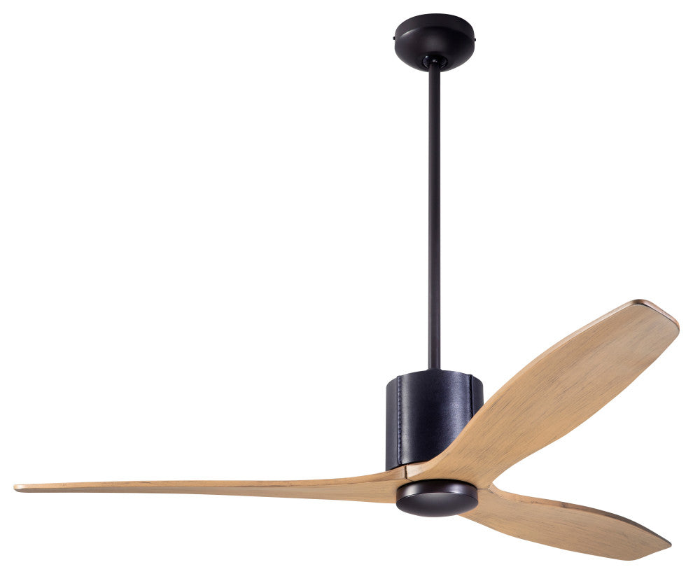 LeatherLuxe Fan, Dark Bronze/Black, 54" Maple Blades, No Light, Wall Control