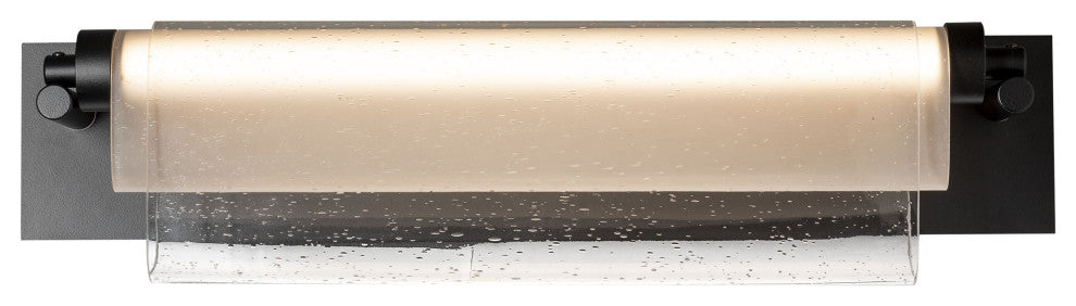 Draped Glass LED Bath Bar Black Seeded Glass With Opal Diffuser