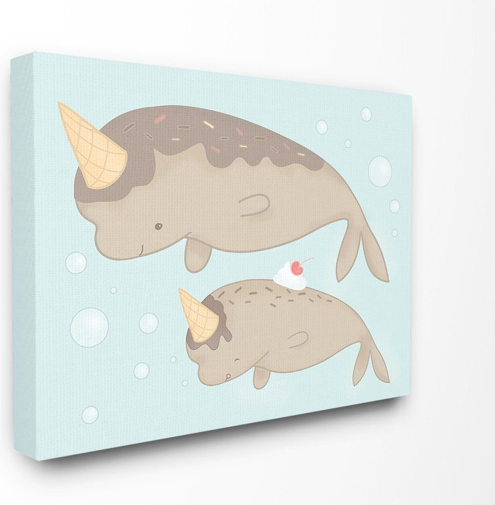 The Kids Room Cartoon Chocolate Ice Cream Narwhals Canvas Wall Art, 16"x20"