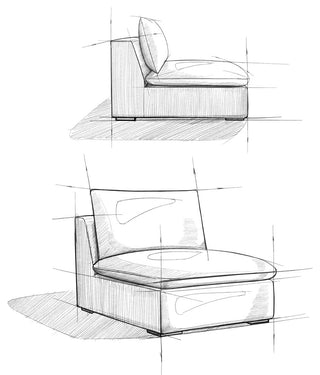 Jasmine Center Armless Sofa Module in Performance Fabric, Cloud Gray