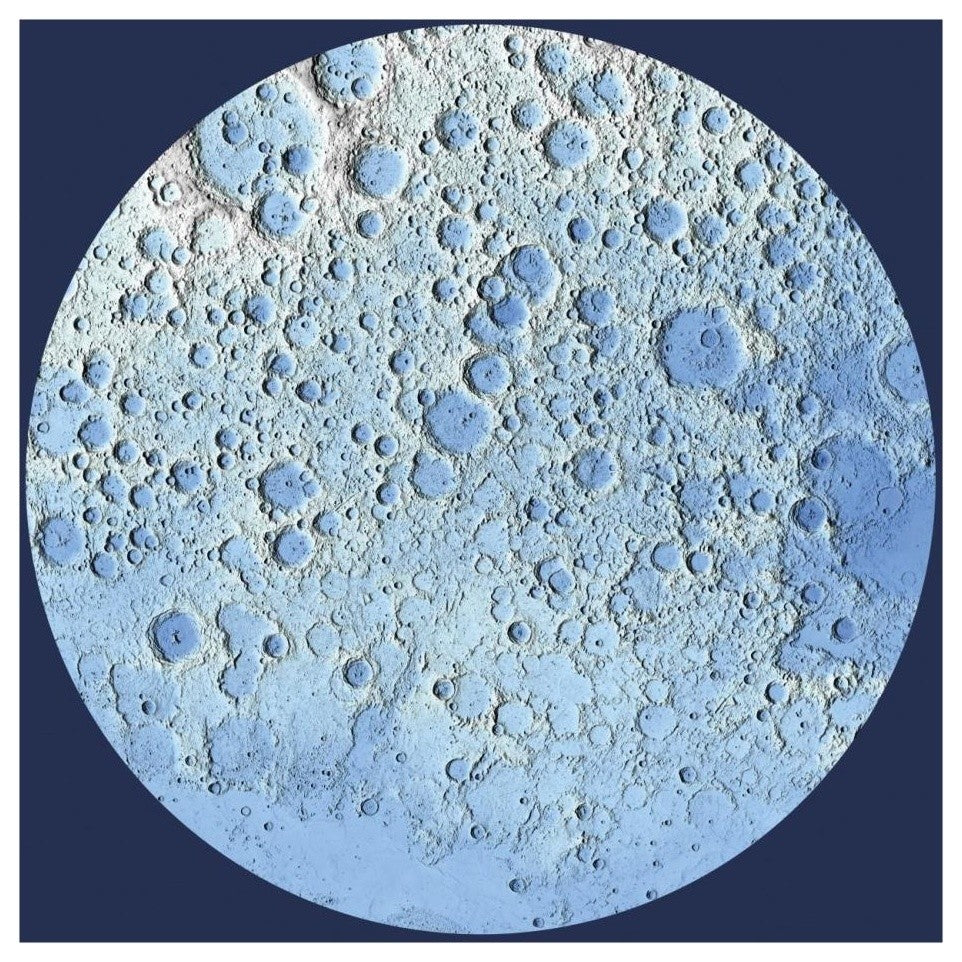"Unmarked Decorative Topographic Map of the Moon, North Pole" Paper Art, 26"x26"