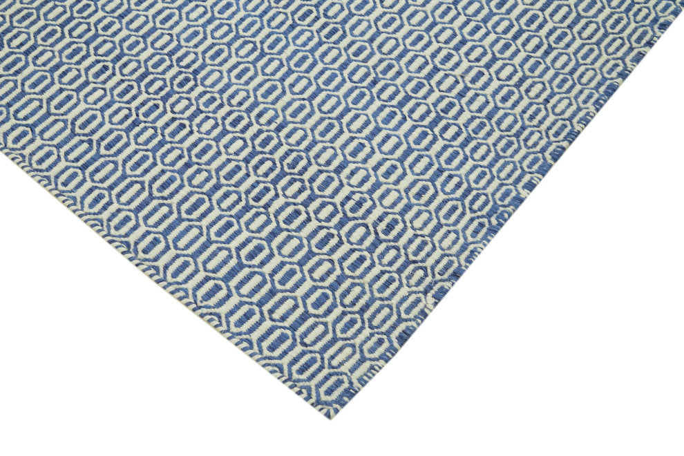 Rug N Carpet - Handwoven Modern Design 8' 1'' x 10' 0'' Wool Flatweave Kilim Rug