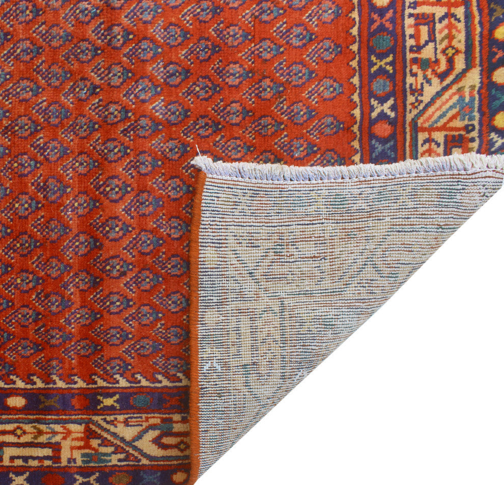 Fine Vintage Distressed Sidney Red/Beige Runner, 3'6x10'4