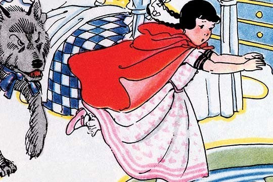 Little Red Riding Hood Chased by the Wolf - Gallery Wrapped Canvas Art 28" x 42"