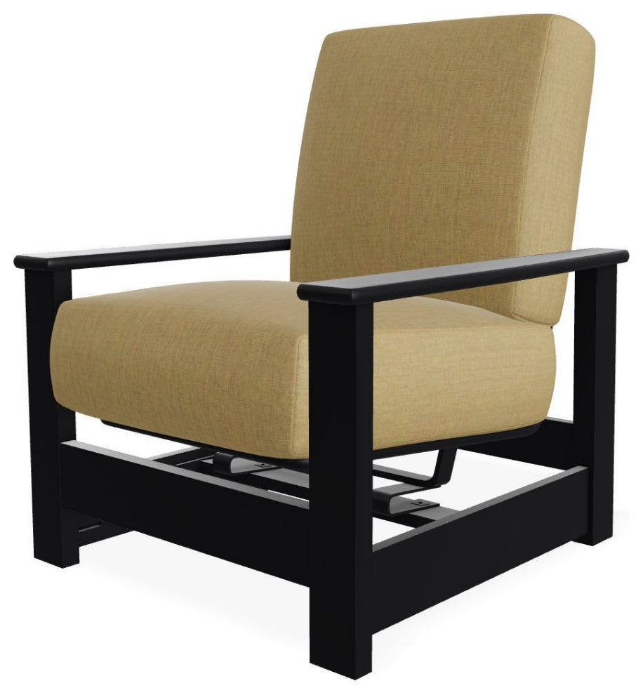 Leeward Deep Seat Outdoor Armchair with Hidden Motion, Stucco/Black