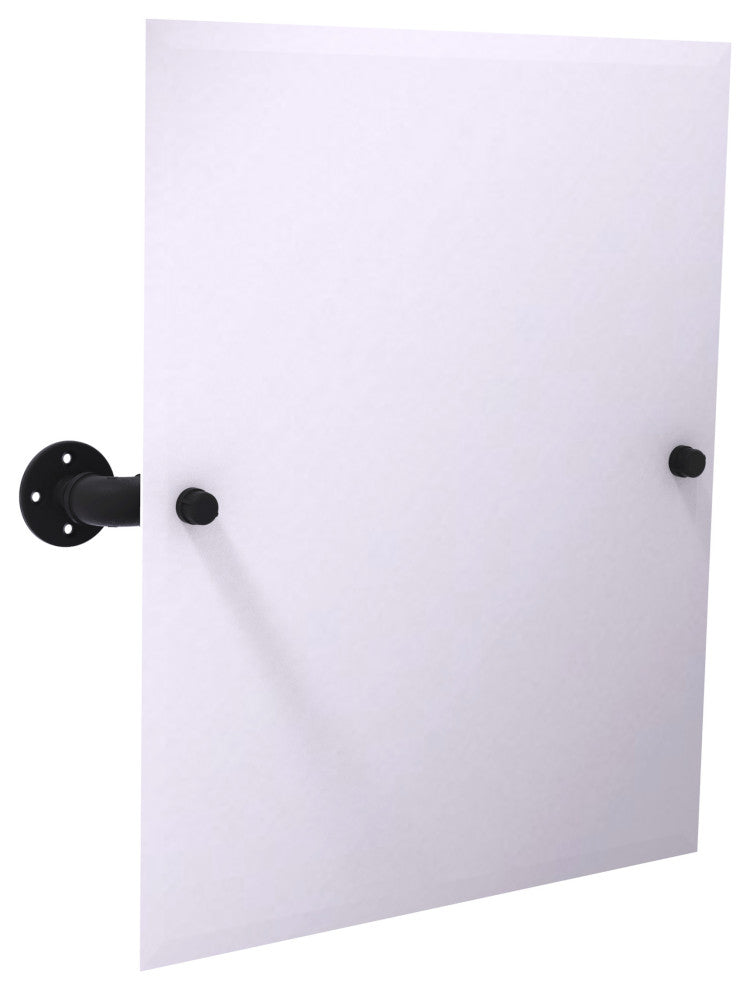 Pipeline Frameless Rectangular Wall Mounted Tilt Mirror, Matte Black