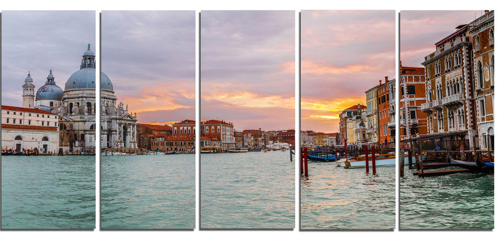 Santa Maria Della Salute, Cityscape Canvas Art Print, 60"x28", 5 Panels