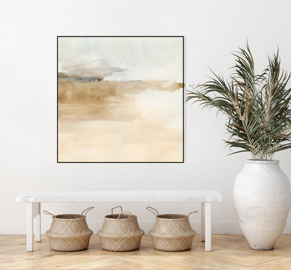 "Cinnamon Shores II" Framed Canvas by Giant Art 30"x30"