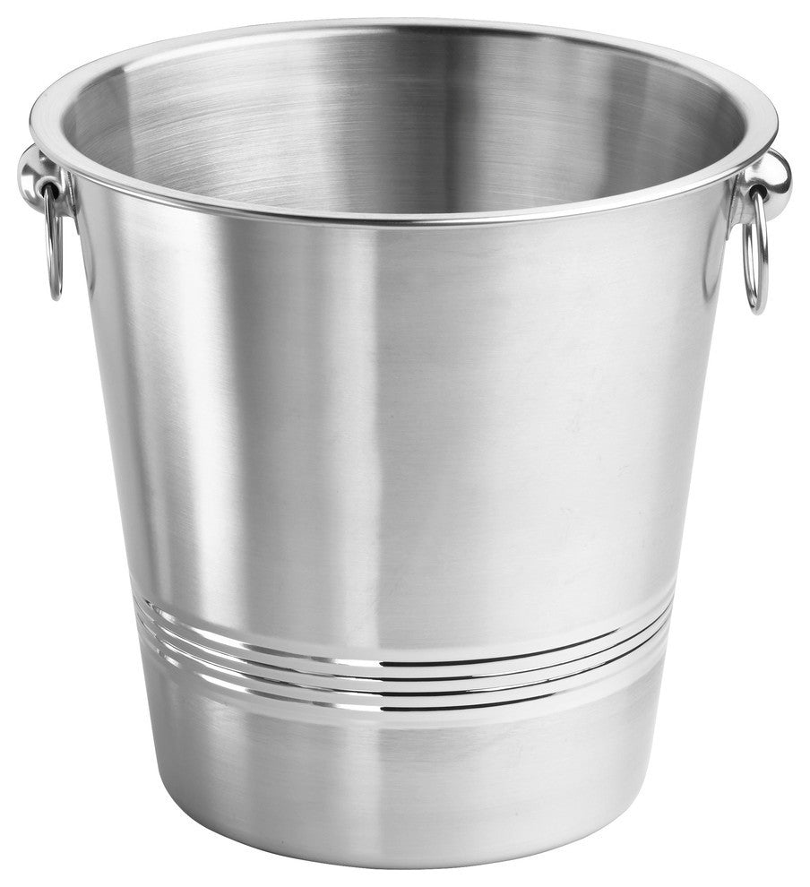 Single Wall Brushed Champagne Bucket With 3 Circle Polished