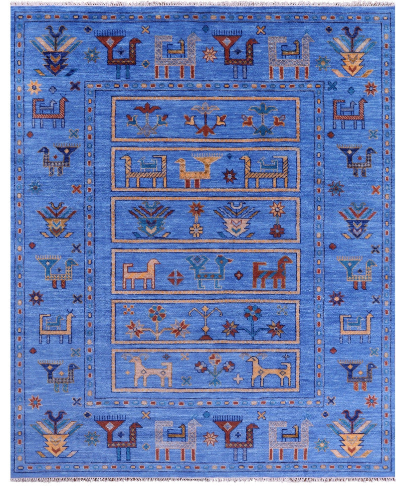 Persian Gabbeh Tribal Handmade Wool Rug 8' 2" X 10' 3" - Q13606