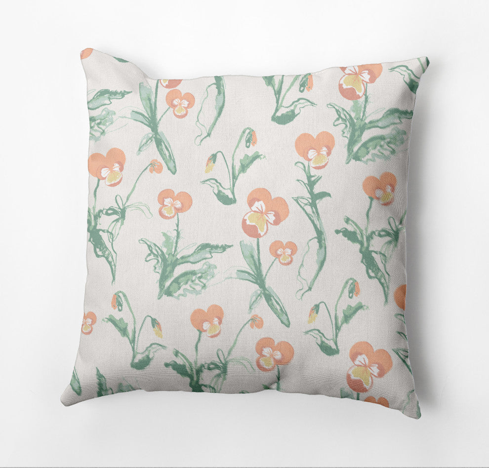 Bunch of Pansies Pillow, Orange, 18"x18"