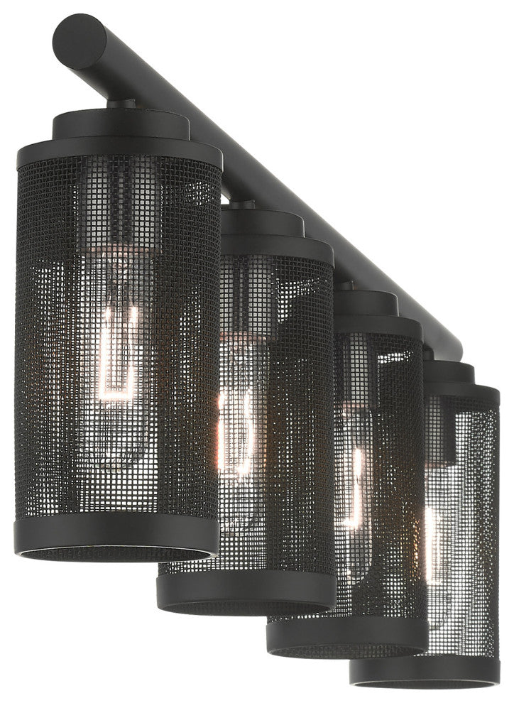 Livex Lighting Industro 4 Light Black, Brushed Nickel Large Vanity Sconce
