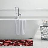 34" x 21" Flowery Love Bathmat, Red