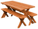 Cedar Cross-Leg Table with 2 Benches, Cedar Stain, 8 Foot
