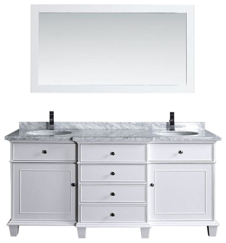 Cadence Gray 60" Double Sink Bathroom Vanity, Mirror