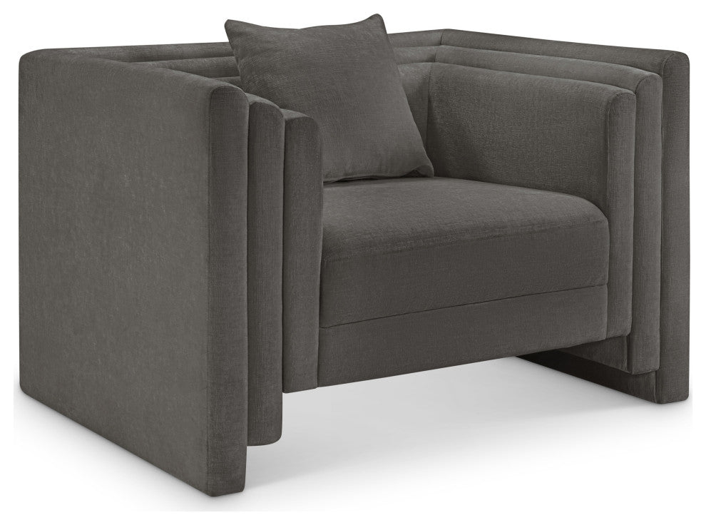 Everett Upholstered Chair, Grey, Chenille Fabric
