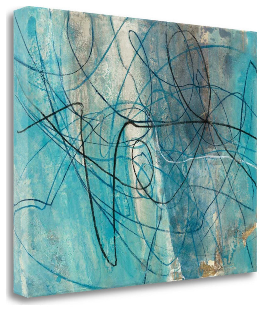 22" Bright Blue Abstract Print Giclee Canvas Wall Art