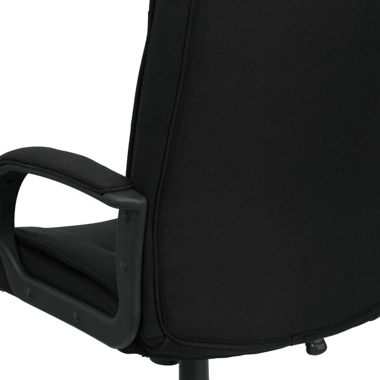 Comfortable Office Chair, Adjustable Seat With Padded Arms, Black Fabric