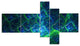 Green Blue Electric Lightning, Abstract Art on Canvas, 60"x32", 5 panels