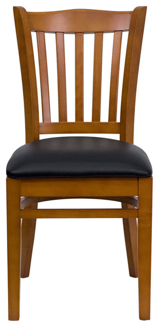 Cherry Wood Chair-Blk Vinyl