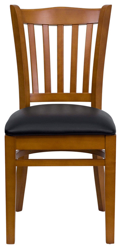 Cherry Wood Chair-Blk Vinyl