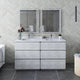 Fresca Formosa Modern 60" Rustic White Double Sink Vanity Set, Faucet Fft9151ch
