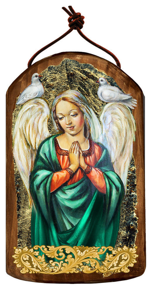 Icon Angel With Dove Wooden Ornament