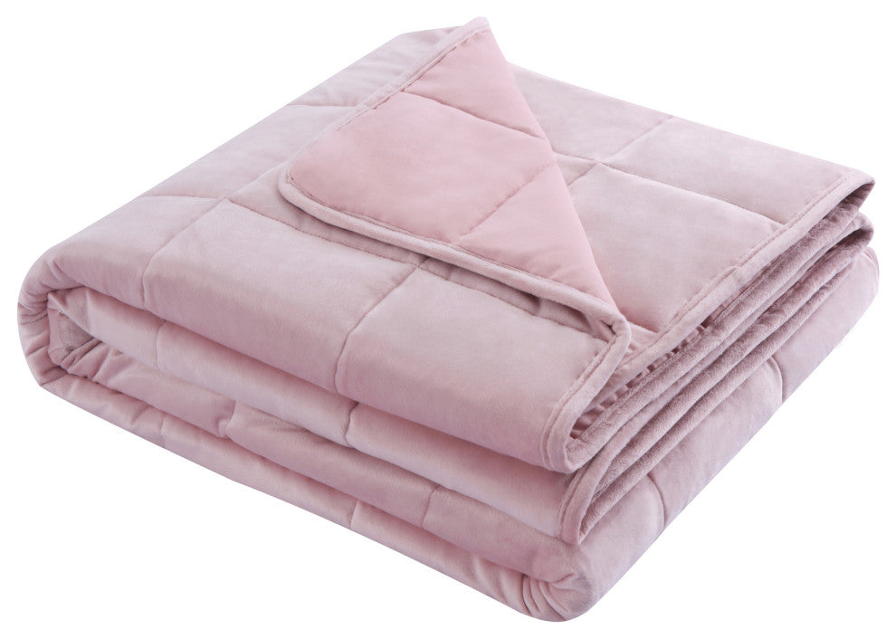 Tranquil Life Polyester Velvet Weighted All-Season Blanket, Pink, 36" X 48"