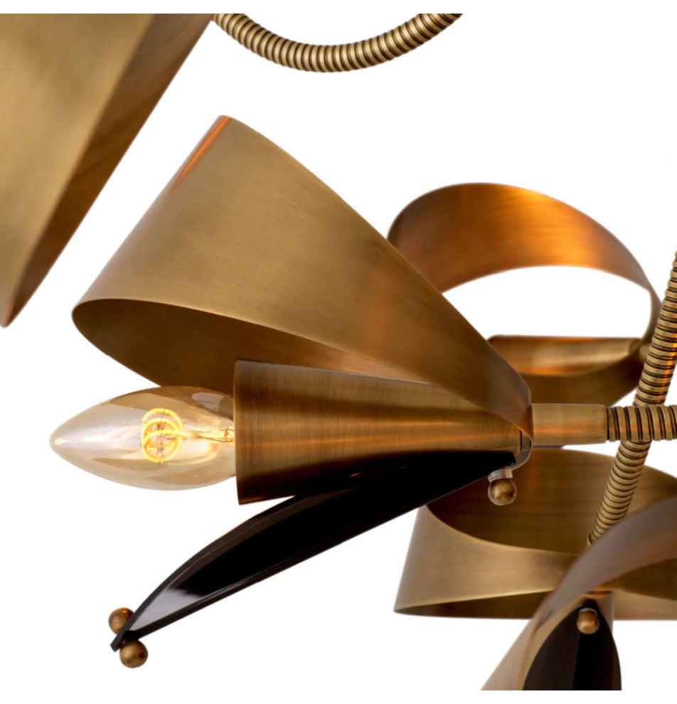 Antique Brass Chandelier, Eichholtz Corrientes
