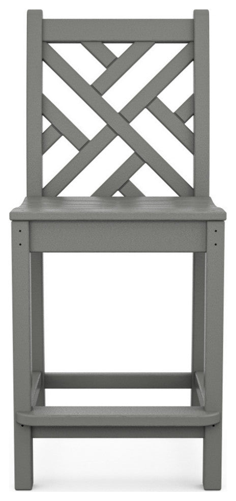 Polywood Chippendale Counter Side Chair, Slate Gray