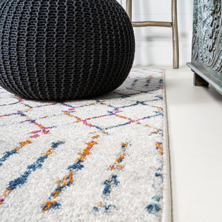 Moroccan HYPE Boho Vintage Diamond Runner Rug, Cream/Multi, 8 X 10