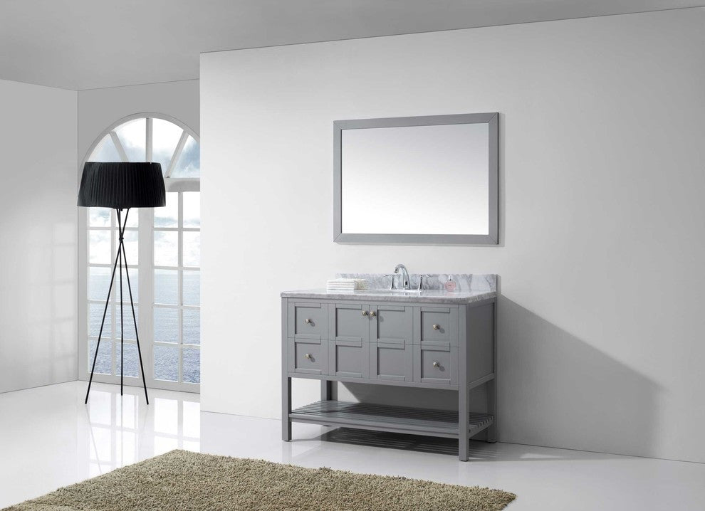 Winterfell 48" Single Bathroom Vanity Set, Gray With Mirror