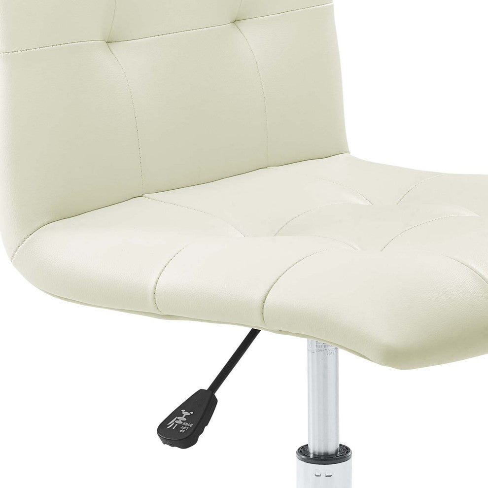 Modern Contemporary Office Chair, White Faux Leather