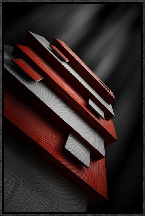 "Red and White" Framed Canvas Giclee by Ajkabajka, 15x23"