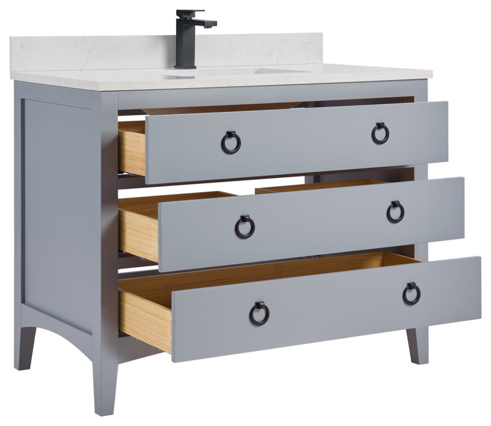 Legion Furniture WS2518 Series Bathroom Sink Vanity, Cadet, 42", Artificial Stone Top, Single Sink