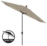 10'x6.5' Rectangular Auto Tilt Market Umbrella, Black Frame, Sunbrella, Taupe