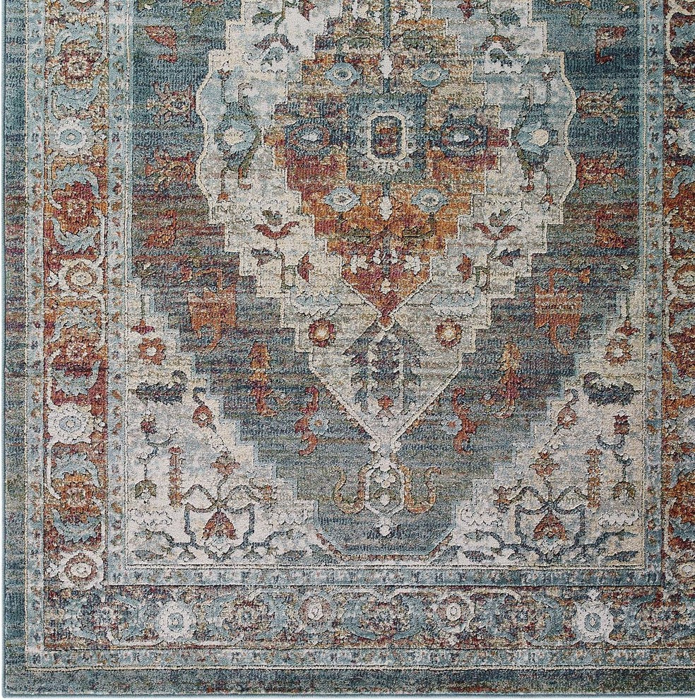 Tribute Camellia Distressed Vintage Floral Persian Medallion 5x8 Area Rug